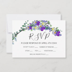 Elegant Purple violets watercolor RSPV CARDS