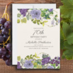 Elegant Purple Watercolor Floral 70th Birthday Invitation<br><div class="desc">Elegant purple watercolor floral and greenery 70th birthday party invitation for women. Contact me for assistance with your customization or to request additional matching or coordinating products for your party</div>