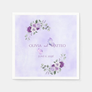 Elegant Purple Watercolor Floral Napkin