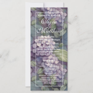 Elegant  purple watercolor floral Wedding program