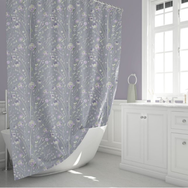 Elegant Purple Watercolor Flowers (Elegant Lavender Purple Sage Watercolor Flowers Shower Curtain from Studio Posies.)