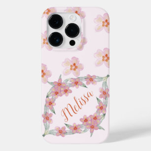 Elegant Purple Watercolor Flowers Personalize name Case-Mate iPhone 14 Pro Case