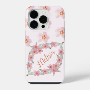 Elegant Purple Watercolor Flowers Personalize name iPhone 14 Pro Case