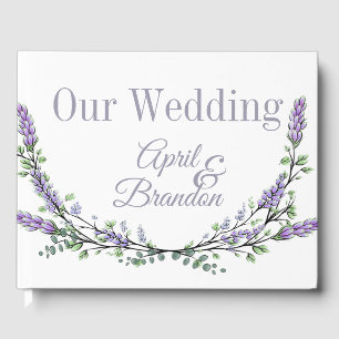 Elegant purple watercolor Lavender and Eucalyptus Guest Book