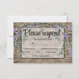 Elegant purple watercolor rustic lavender wedding RSVP card