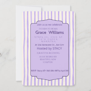 Elegant Purple Watercolor Stripes Bridal Shower In Invitation