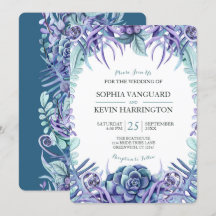 Elegant Purple Watercolor Succulent Floral Wedding