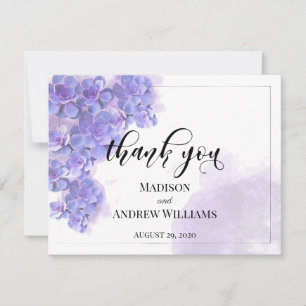 Elegant Purple Watercolor Succulents Thank You Card