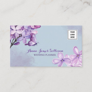Elegant Purple Watercolor Wedding Planner Logo Calling Card
