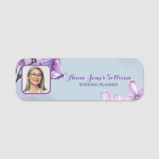 Elegant Purple Watercolor Wedding Planner Logo Name Tag