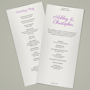 Elegant Purple Watercolor Wildflower Wedding Program