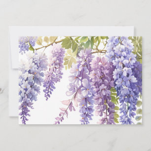 Elegant purple watercolor wisteria blue floral invitation