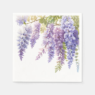 Elegant purple watercolor wisteria purple floral  napkin
