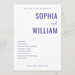 Elegant Purple Wedding Ceremony Program