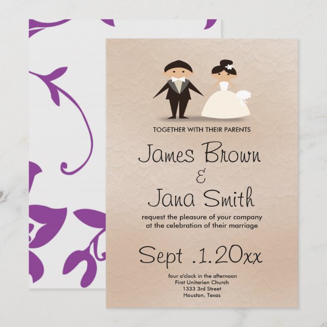 Elegant Purple WEDDING Invitation (Front/Back)