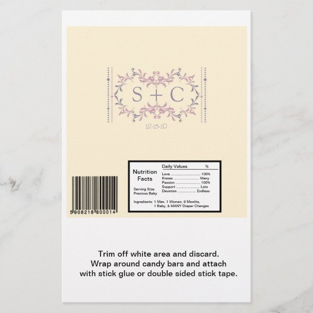 Elegant Purple Wedding Large Hershey's Wrapper (Front)