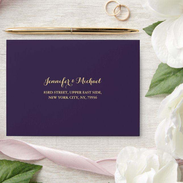 Elegant Purple Wedding Party Return Address RSVP Envelope (Wedding)