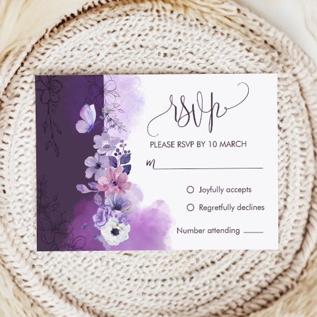 Elegant Purple Wedding RSVP Response Card (Créateur téléchargé)