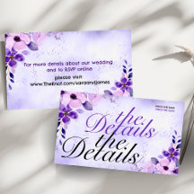 Elegant Purple Wedding Website Enclosure Card