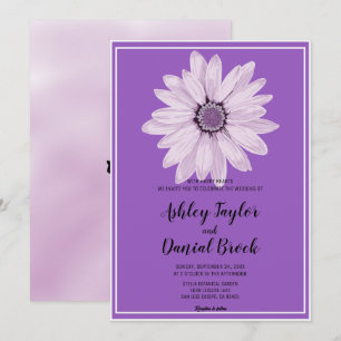 Elegant purple white rose framed floral Wedding In Invitation