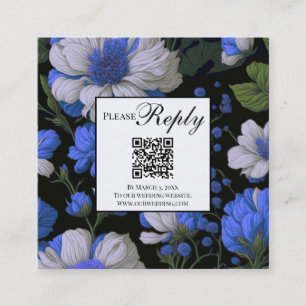 Elegant purple white silver floral QR code Enclosure Card