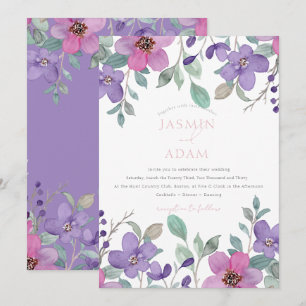 Elegant Purple Wildflower Garden Wedding Invitation