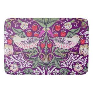 Elegant Purple William Morris Strawberry Thief  Bath Mat