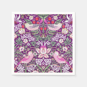 Elegant Purple William Morris Strawberry Thief  Napkin