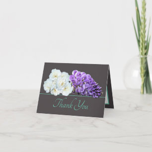 Elegant Purple Wisteria and White Roses Thank You Card
