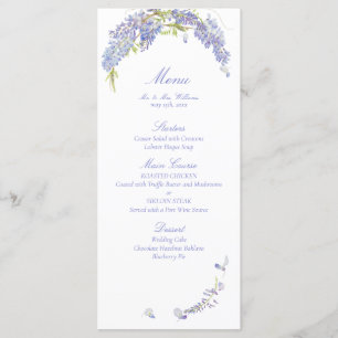 Elegant Purple Wisteria Botanical Script Wedding Menu