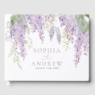 Elegant Purple Wisteria Flowers  Wedding Guest Book