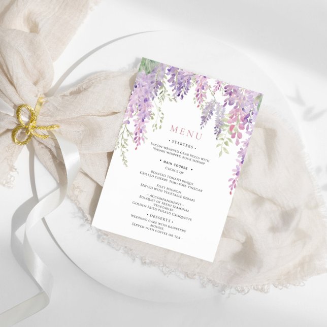 Elegant Purple Wisteria Flowers  Wedding Menu (Creator Uploaded)
