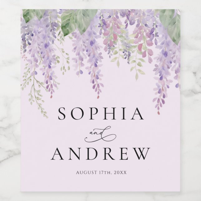 Elegant Purple Wisteria Flowers  Wine Label (Single Label)