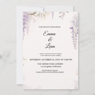 Elegant Purple Wisteria Wedding Invitation