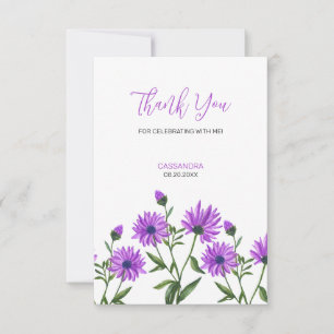 Elegant Purple Xeranthemum Floral Thank You Card