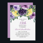 Elegant Purple Yellow Floral 18th Birthday Invitation<br><div class="desc">Elegant botanical 18th birthday party invitation for women with pretty purple and yellow watercolor flowers and greenery.  Personalized with your own text.</div>