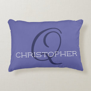 Elegant Q Initial Name Blue Stylish Chic Accent Pillow