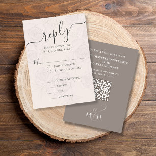 Elegant QR Code Blush Floral Classic Meal Choice RSVP Card