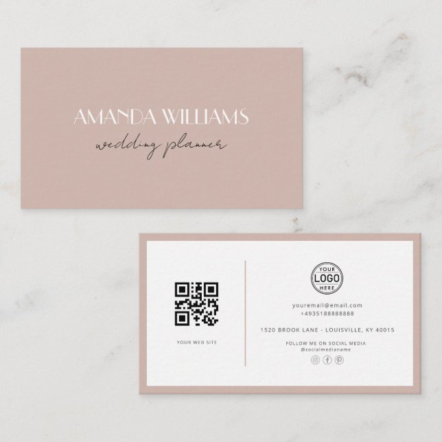 Elegant QR Code Card Social Fae Business Card (Front/Back)