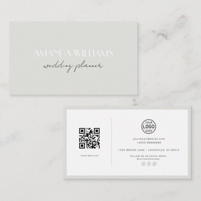 Elegant QR Code Card Social Media Business Card (Front/Back)