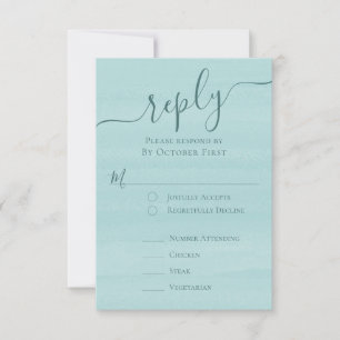 Elegant QR Code Classic Meal RSVP Turquoise  Card