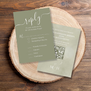 Elegant QR Code Palm Leaves Classic Meal Choice RSVP Card