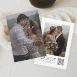 Elegant QR Code Photo Wedding Invitation<br><div class="desc">Elegant QR Code Photo Wedding invitation featuring elegant script calligraphy details and classic text overlay on a portrait vertical photo on the front. The back has a full bleed photo and RSVP details. Click the edit button to customize this design.</div>