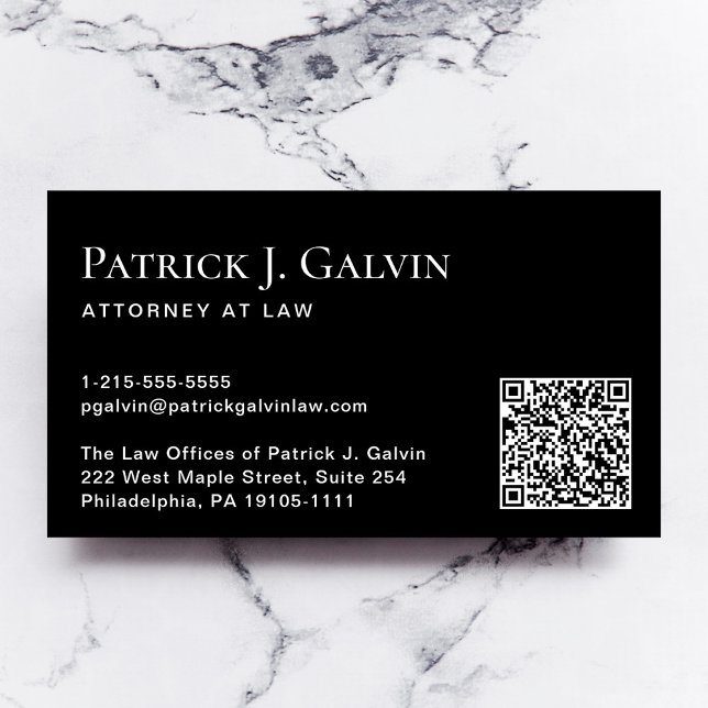Elegant QR Code Professional Black Business Card (Capture attention, make connections, and leave a lasting impression with our modern QR business card)