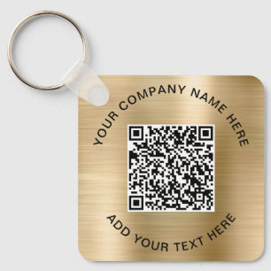Elegant QR Code Promotional Gold Keychain