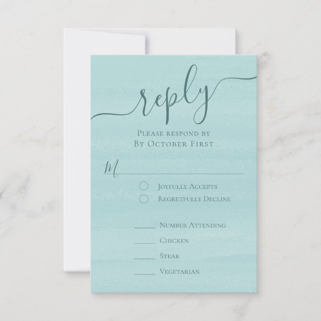 Élégant QR Code Repas Classique RSVP Turquoise (Devant)