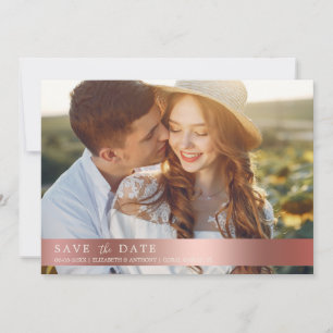 Elegant QR code Rose Gold Botanical Photo Wedding Save The Date
