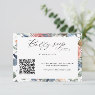 Elégant QR Code Rsvp Mariage en ligne Floral