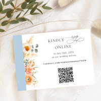 Elegant QR Code RSVP Peach and Blue Wedding
