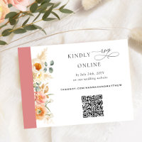 Elegant QR Code RSVP Peach and Coral Wedding